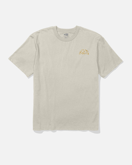 Front view of the Stamped Classic Tee - Bone. 