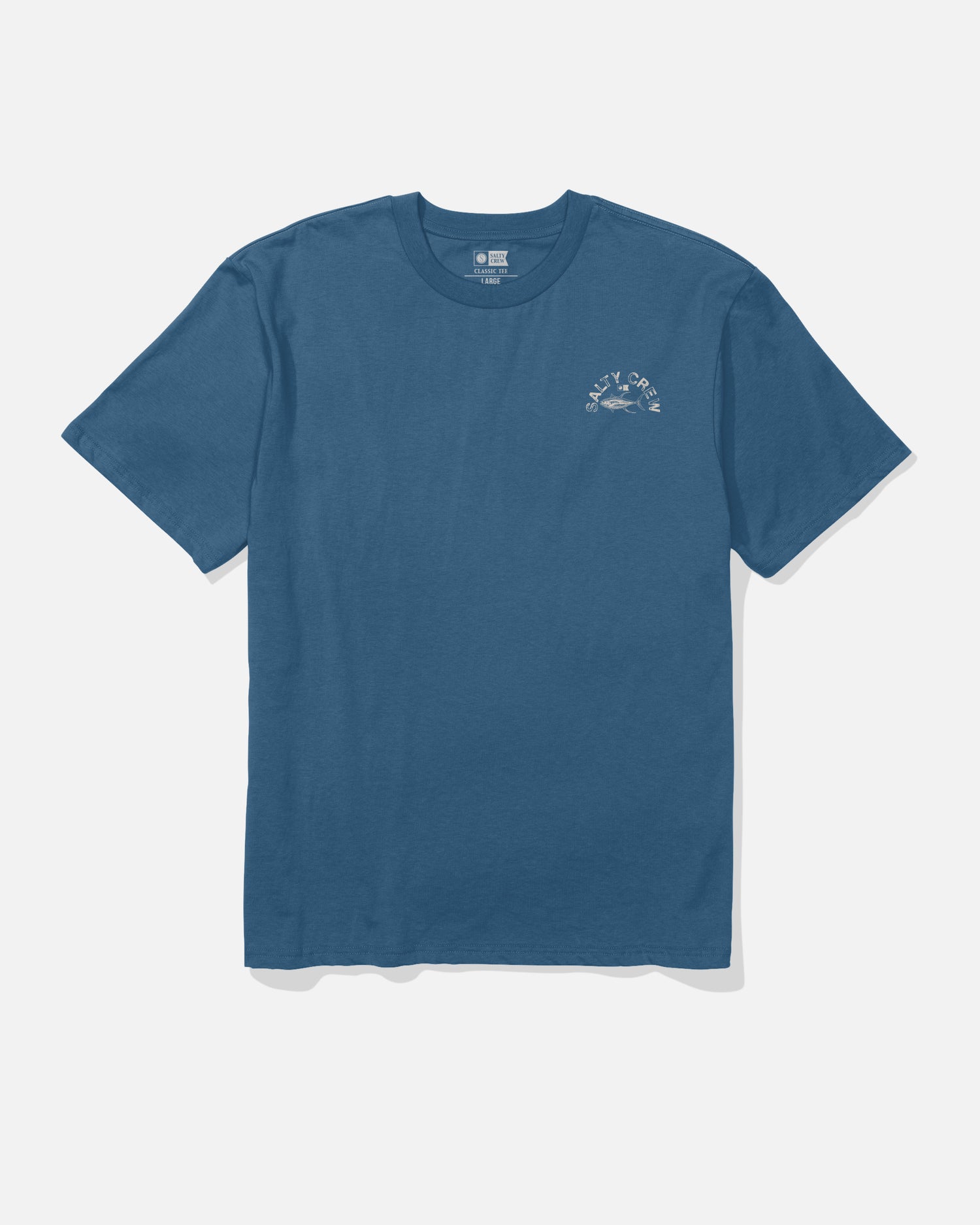 Front view of the Stamped Classic Tee - Cast Blue. 