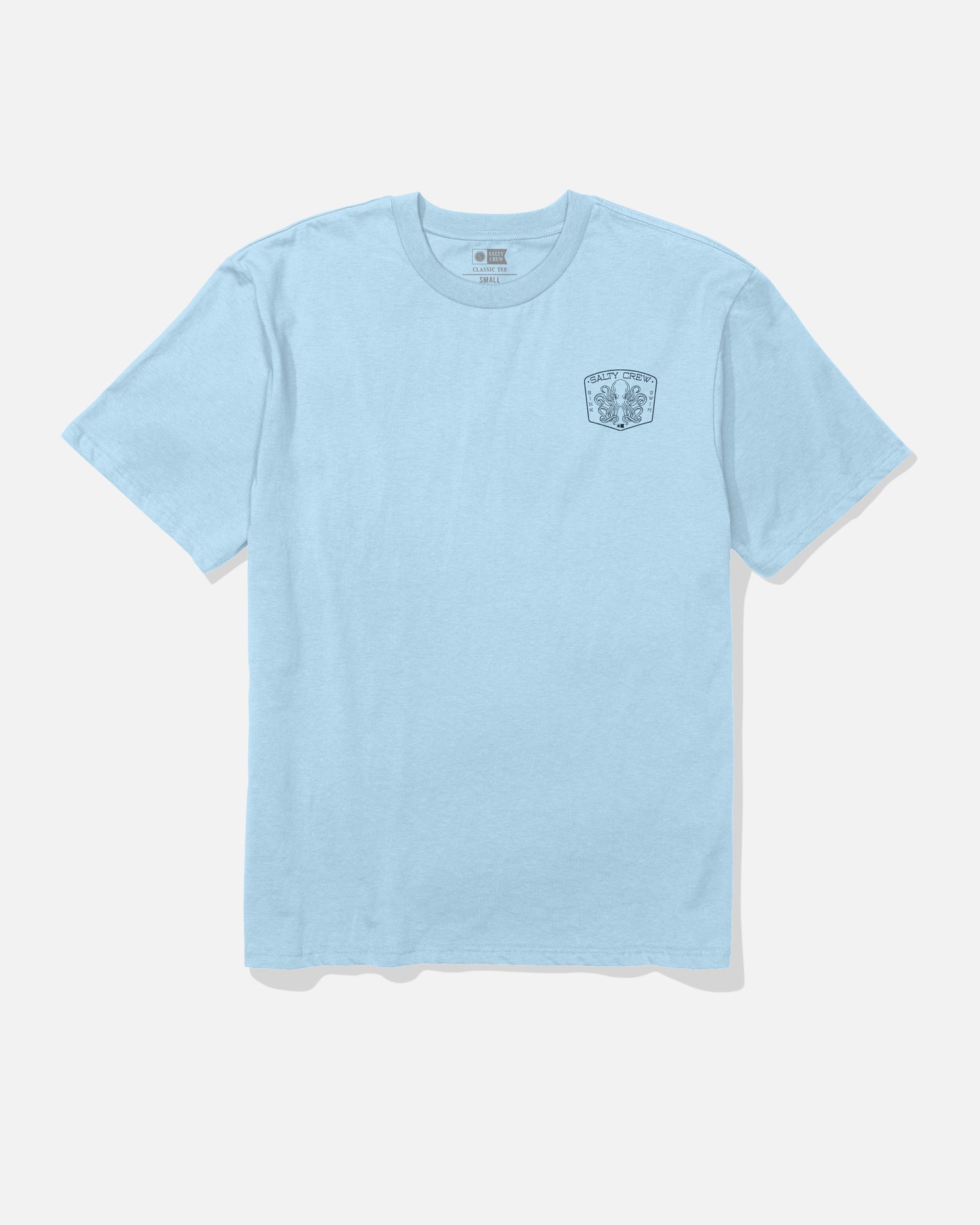 Front view of the Tako Club Classic Tee - Clear Sky. 