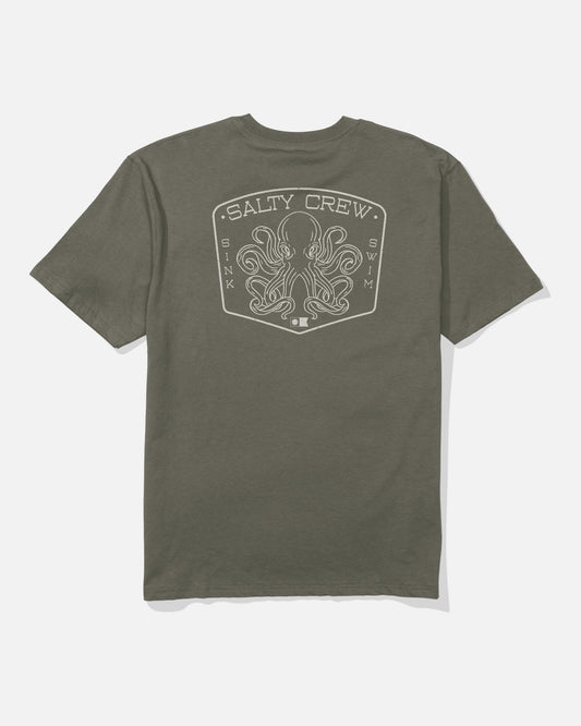 Back view of the Tako Club Classic Tee - Dusty Olive. 