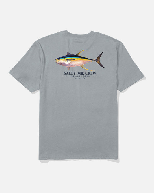 Back view of the Ahi Classic Tee - Quarry.