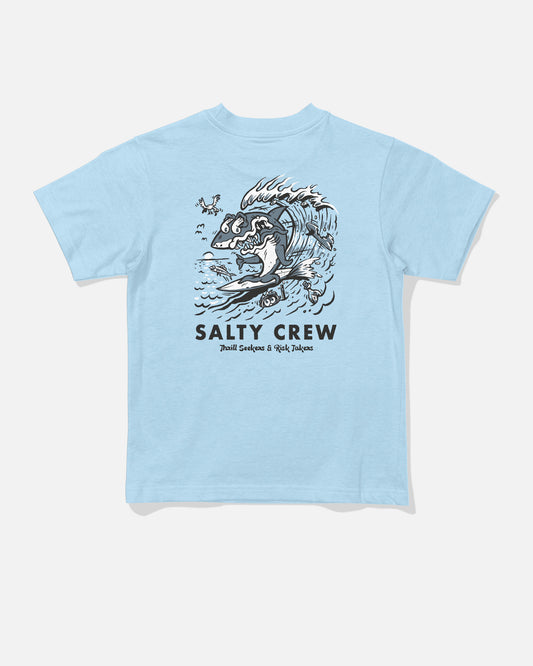 Back view of the Surf Shark Toddler Tee - Clear Sky. 