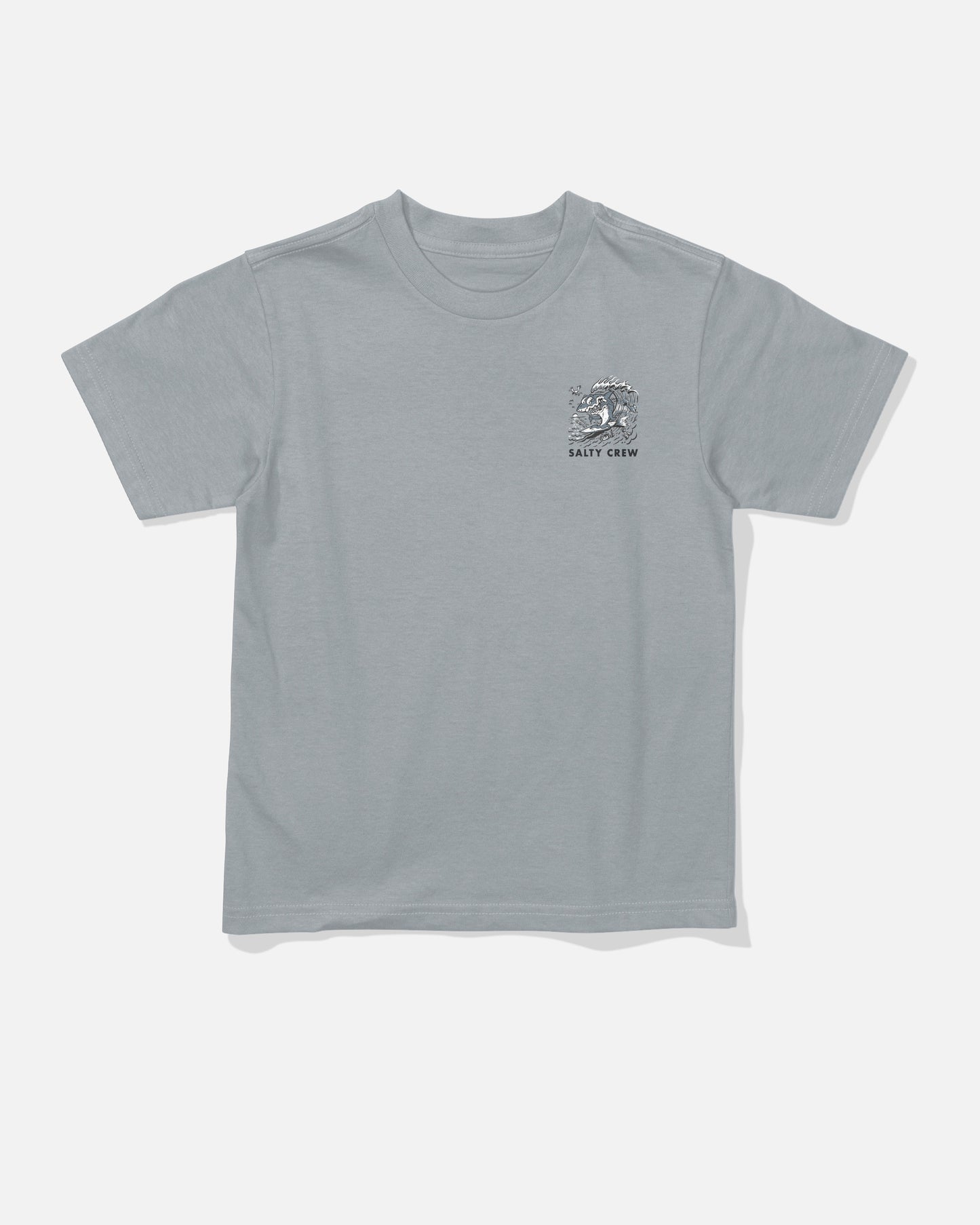Front view of the Surf Shark Toddler Tee - Quarry. 