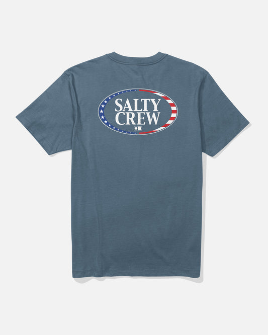 back view of America A-Frame Tee - Slate