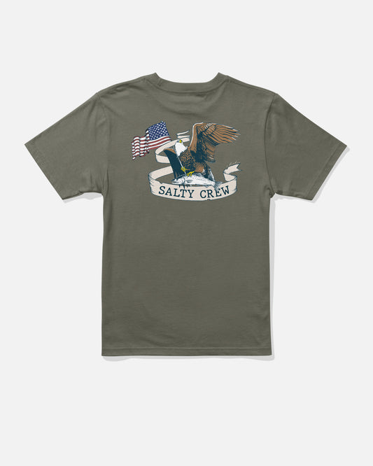 back view of America Eagle Boys Tee - Dusty Olive