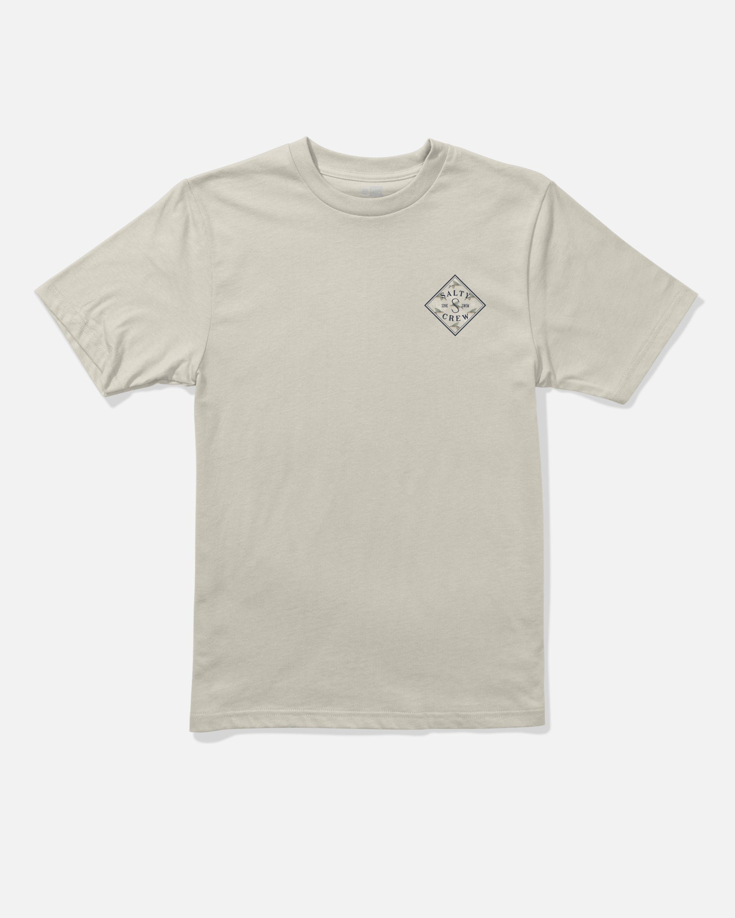 Front view of the Tippet Fill Crew Tee - Bone. 