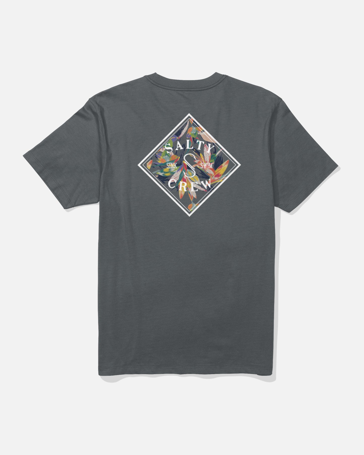 Back view of the Tippet Fill Tee - Charcoal. 