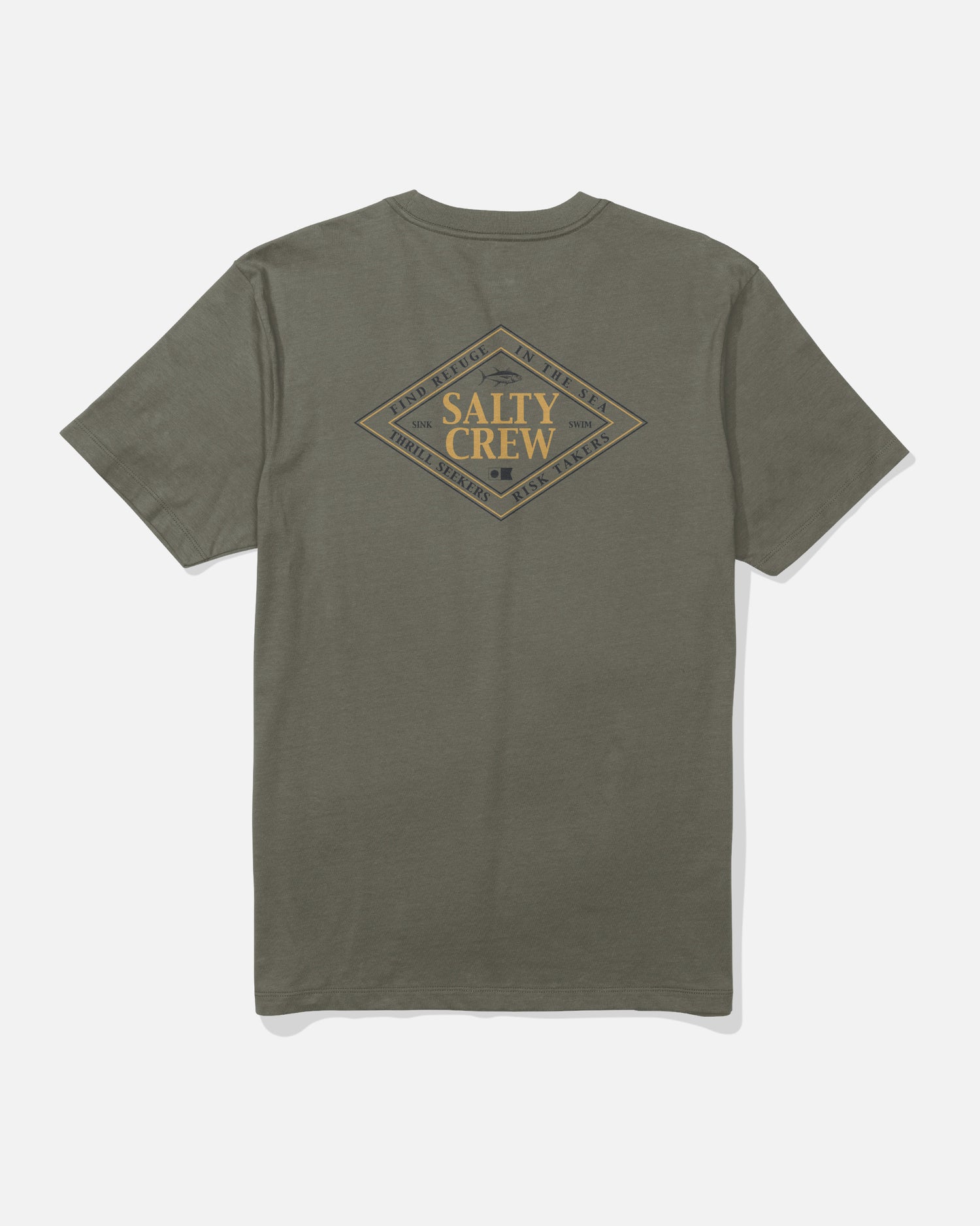 Back view of the Iconic Tee - Dusty Olive. 