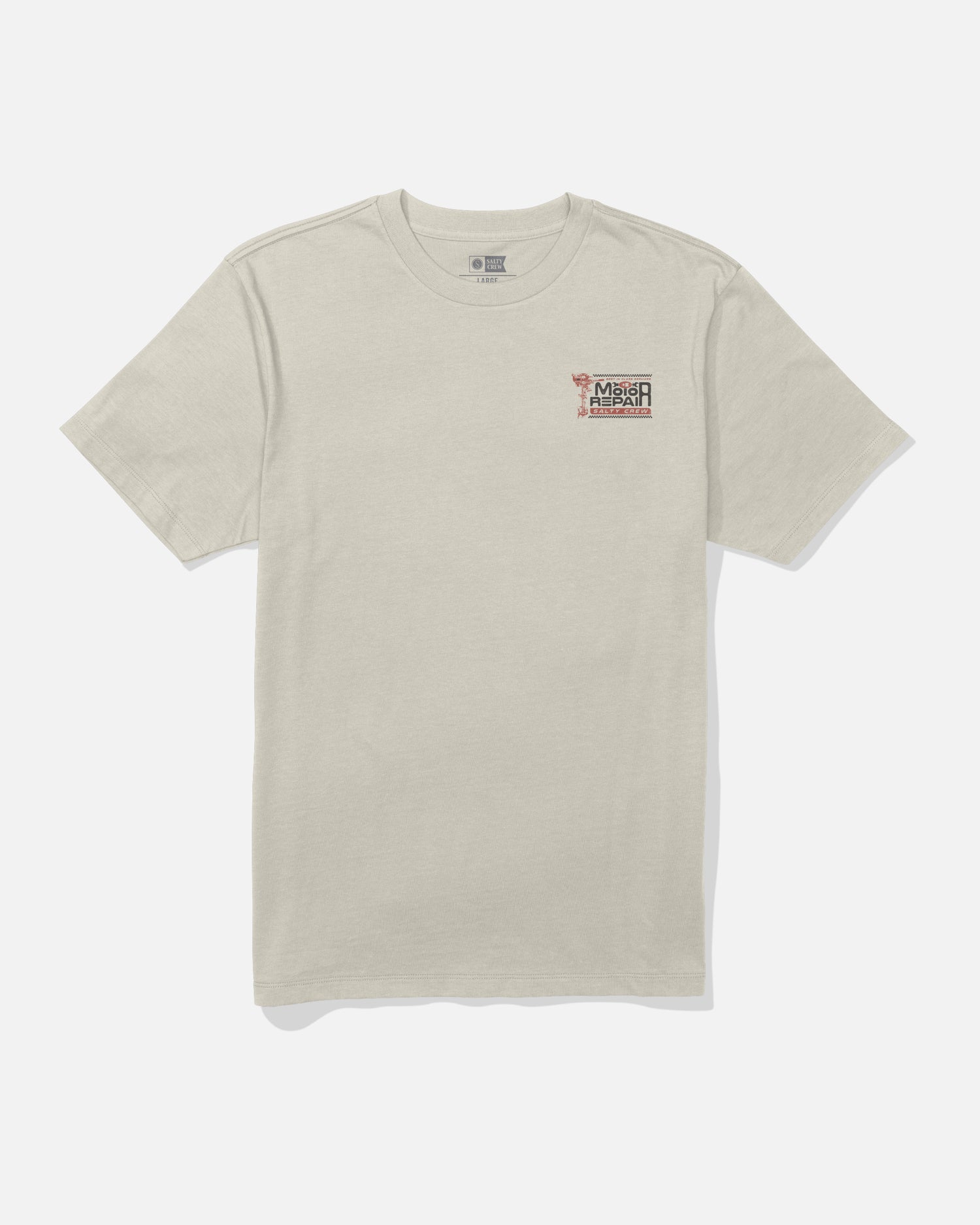 Front view of the Motor Repair Tee - Bone. 