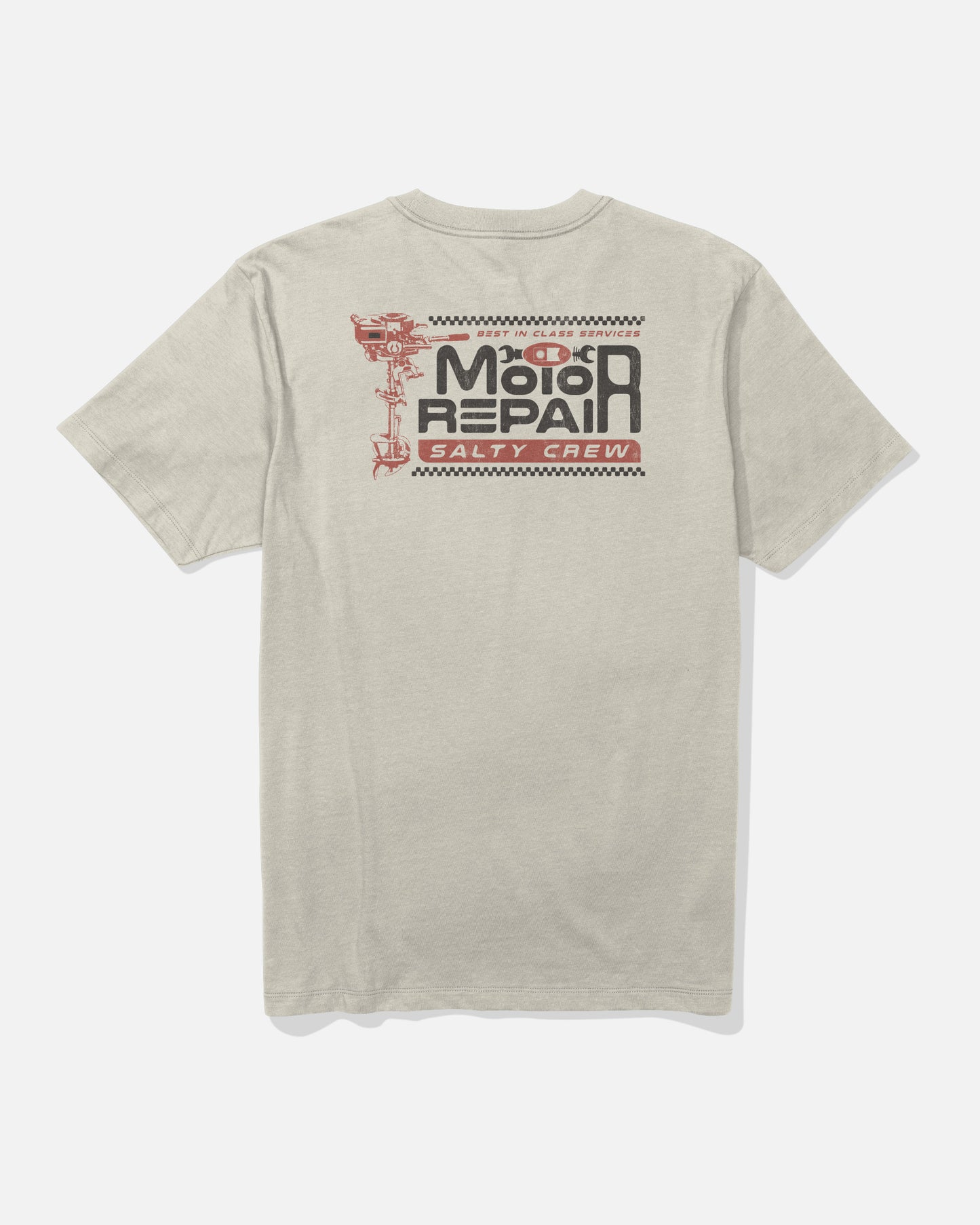 Back view of the Motor Repair Tee - Bone. 
