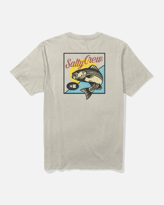 Back view of the Striped Tee - Bone. 