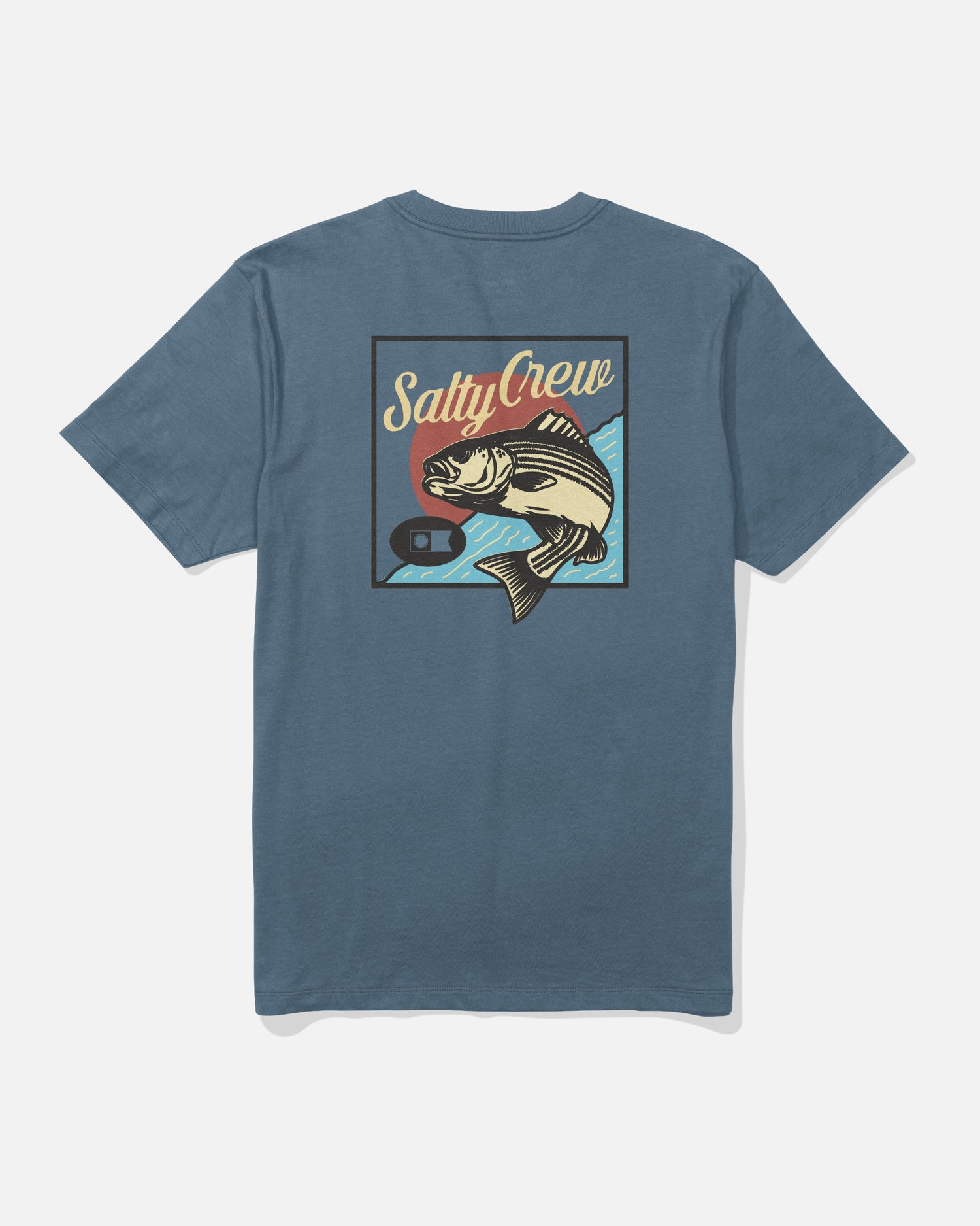 Back view of the Striped Tee - Slate. 