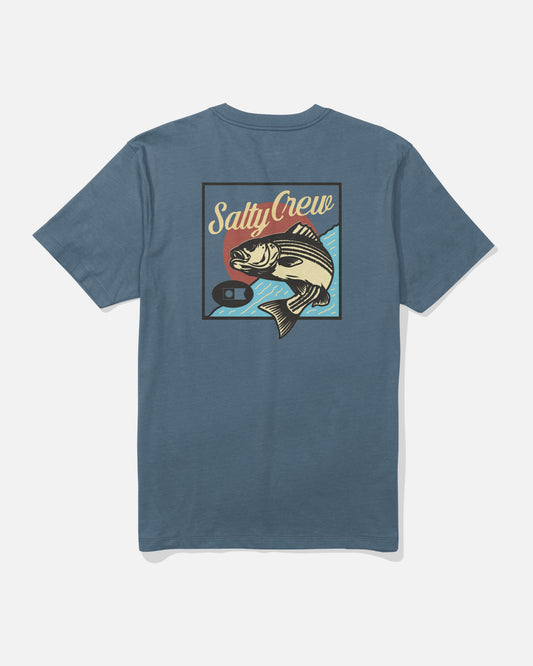 Back view of the Striped Tee - Slate. 