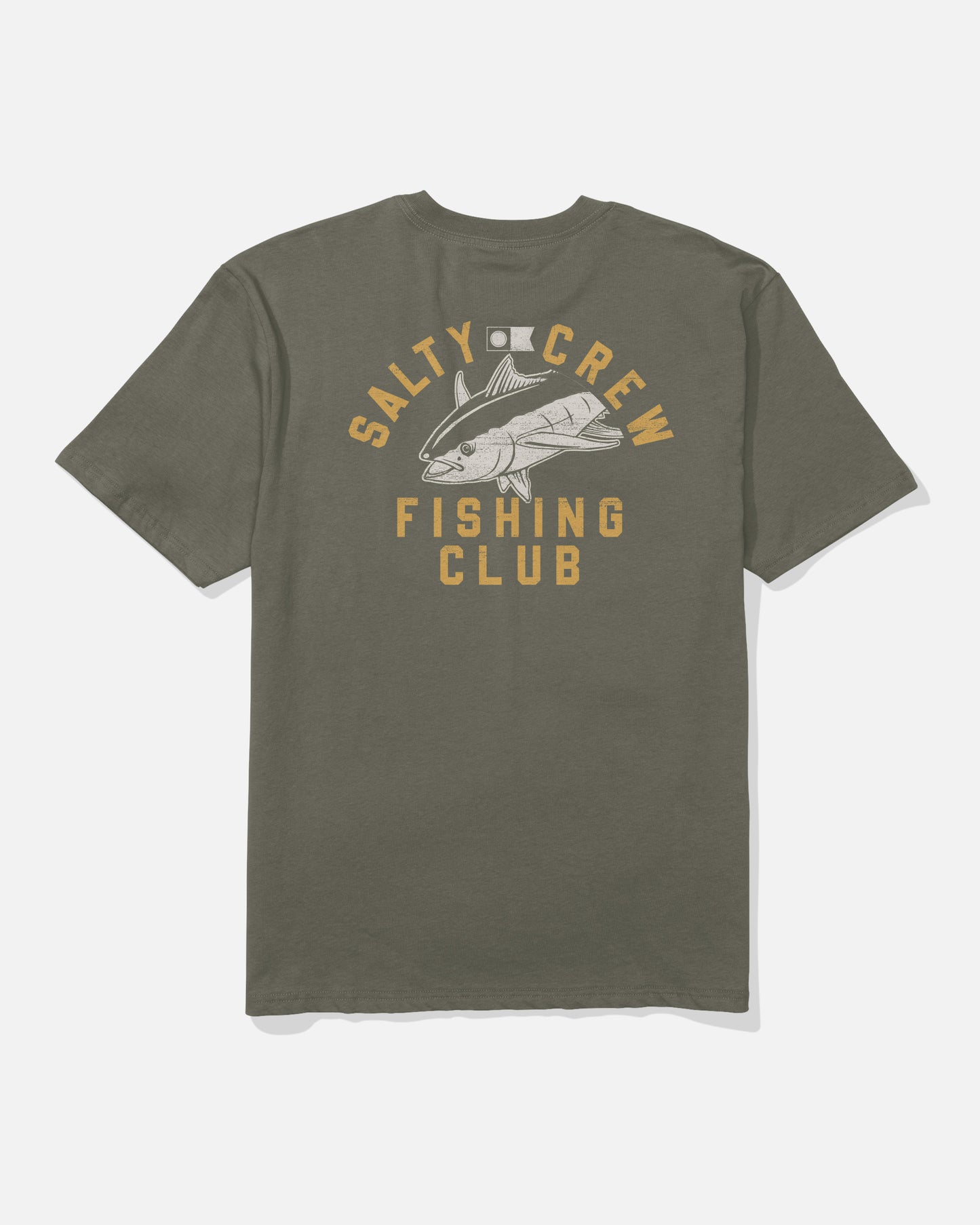 Back view of the Fish Club Classic Tee - Dusty Olive. 
