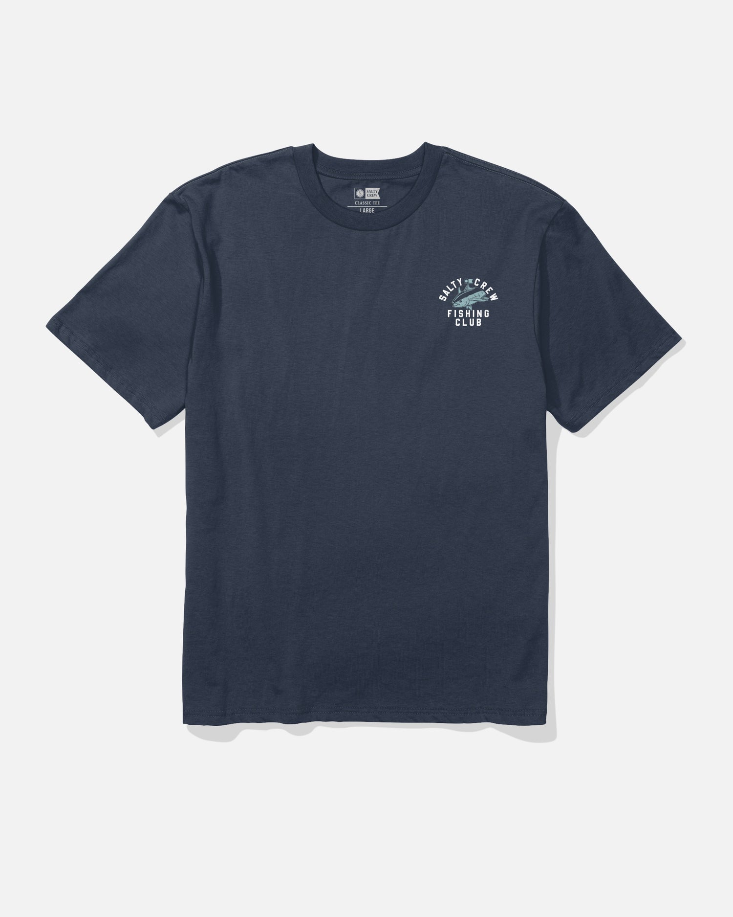 Front view of the Fish Club Classic Tee - Navy. 