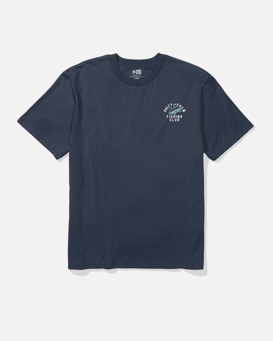 Front view of the Fish Club Classic Tee - Navy. 