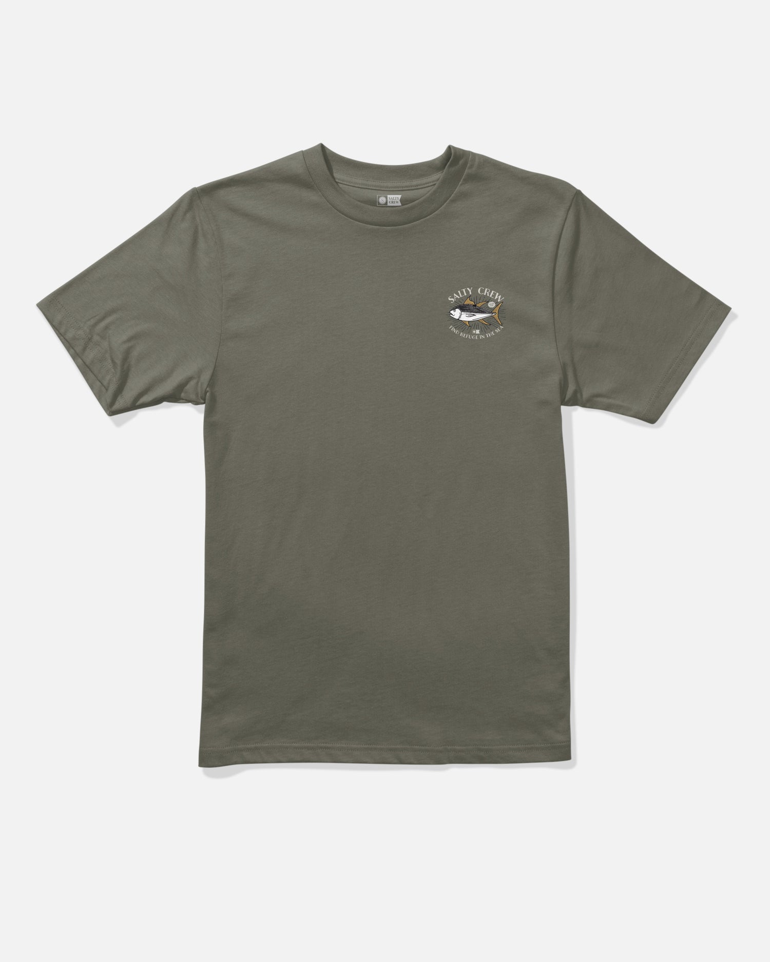Front view of the Omakase Boys Tee - Dusty Olive. 