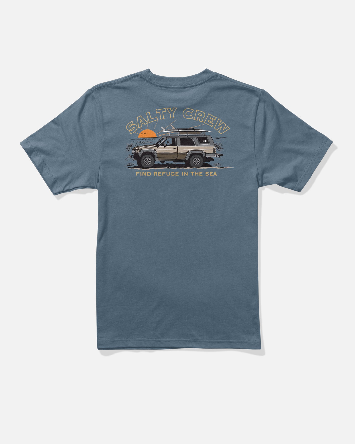 Back view of the Gettn Ready Boys Tee - Slate. 
