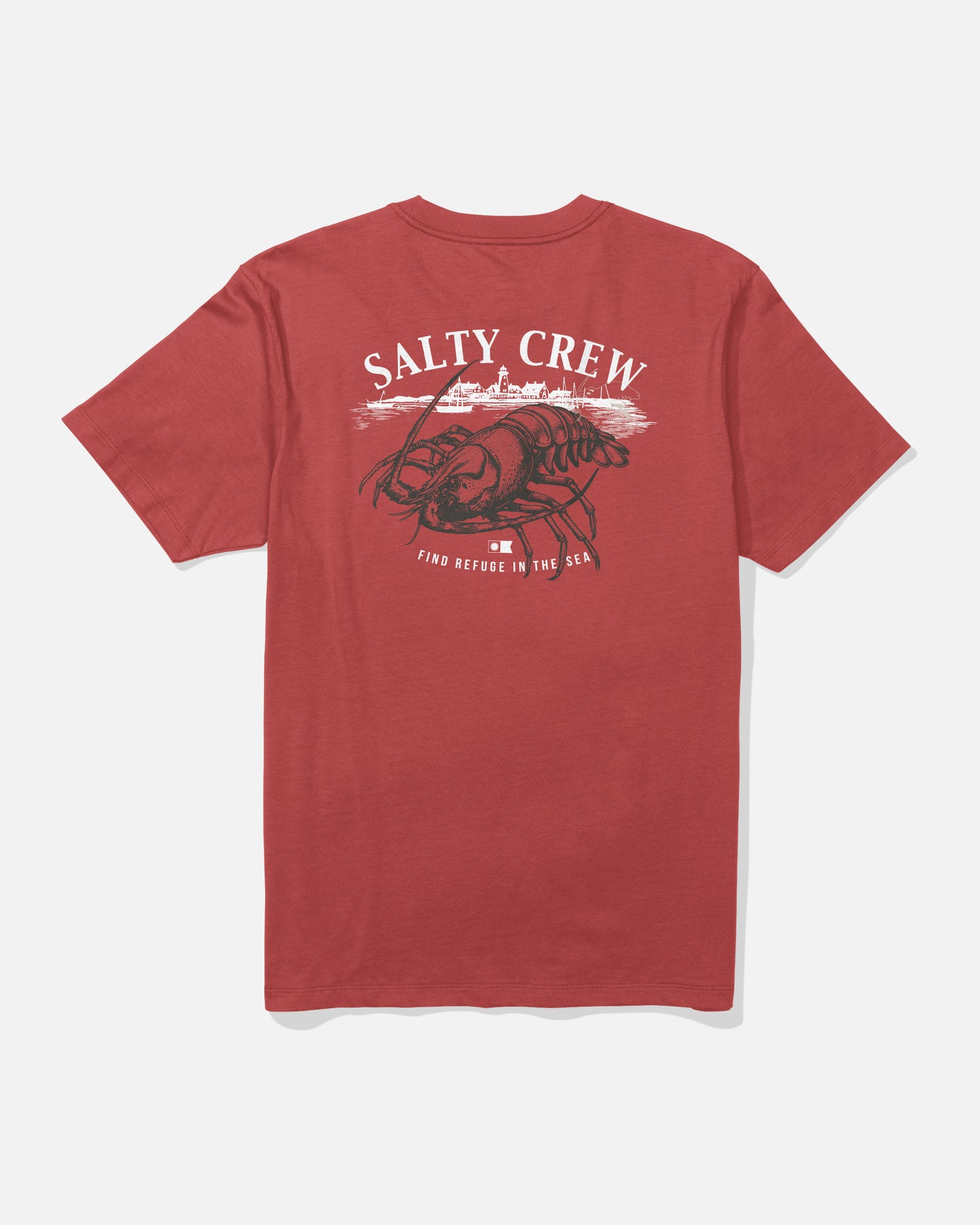 Back view of the Shelled Tee - Washed Red. 