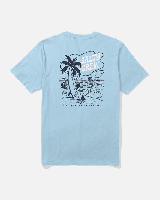 Back view of the Lounge Tee - Clear Sky 