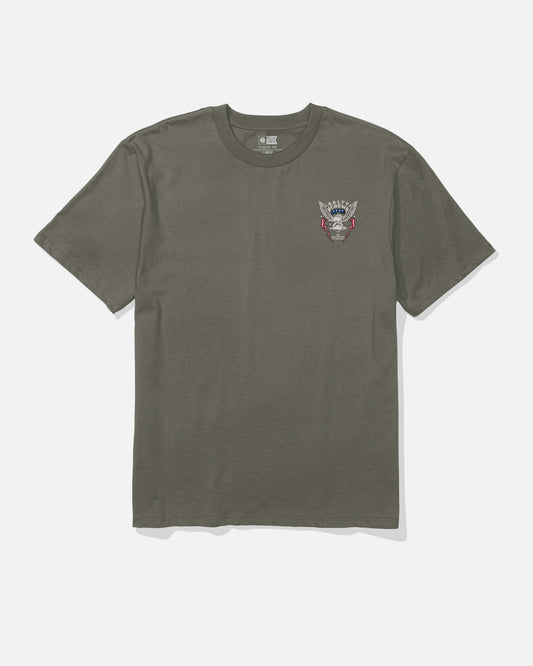 Front view of the America Talon Tee - Dusty Olive. 