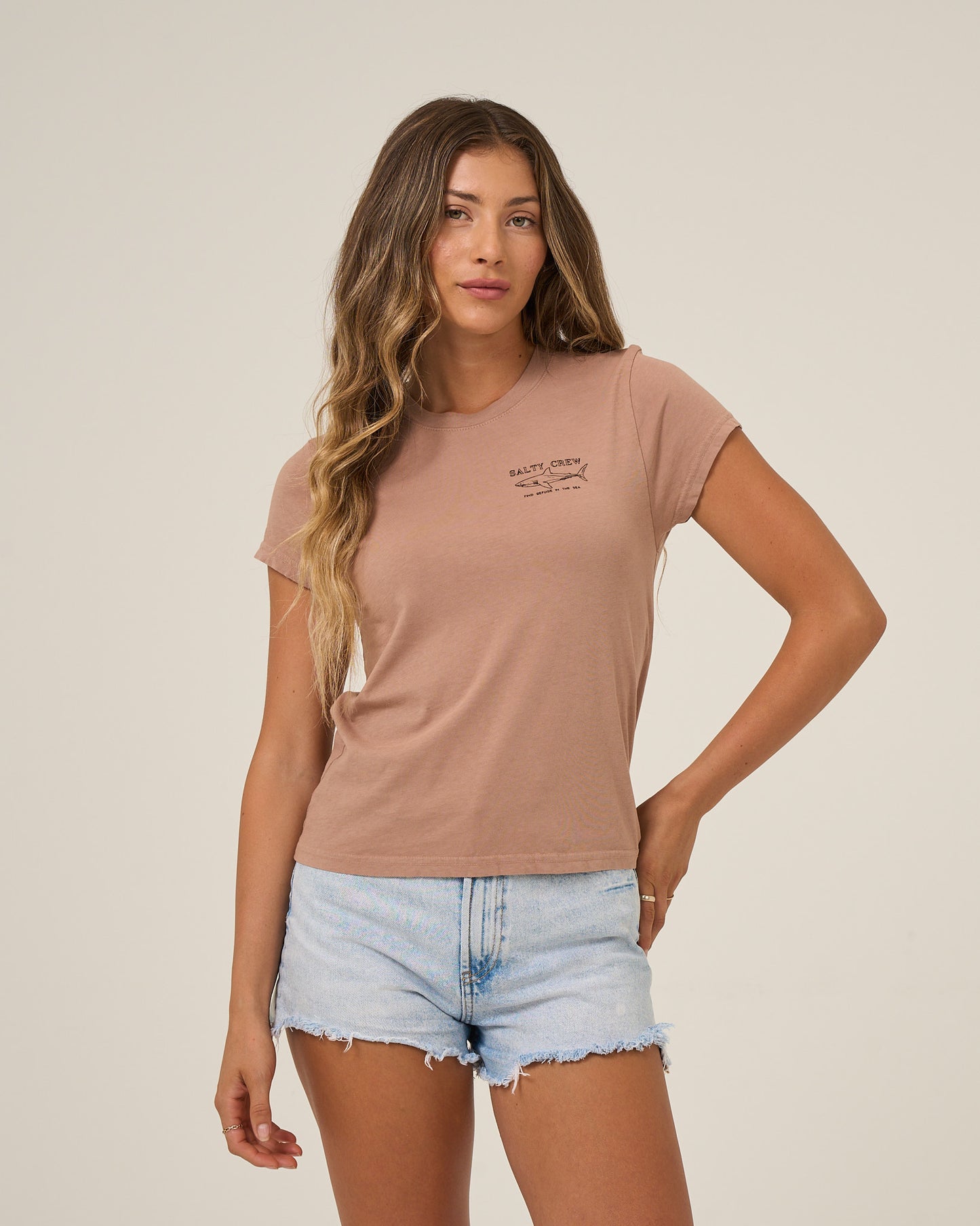 Front view of the Shark Anatomy Modern Tee - Mocha. 