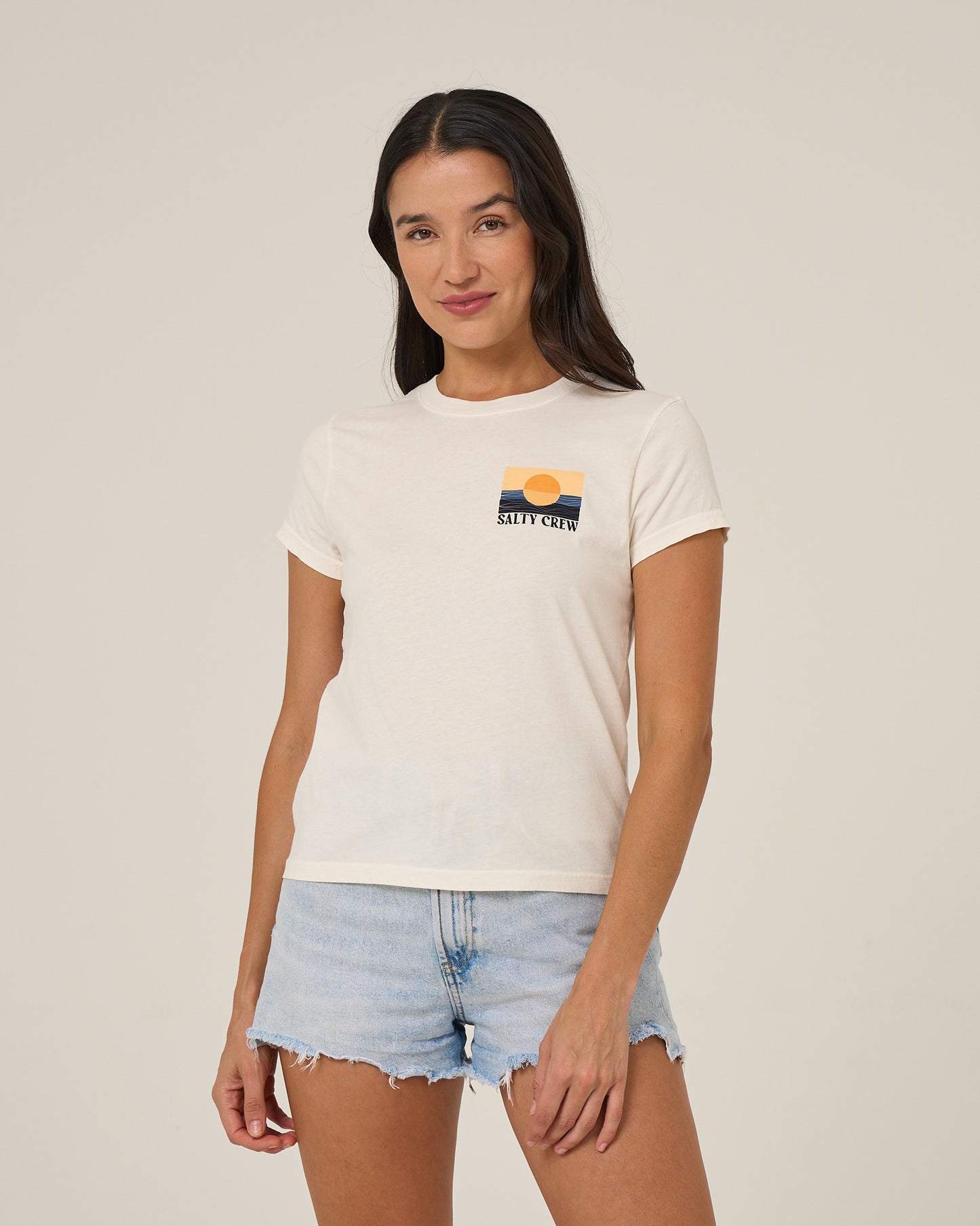 Front view of the Retro Wave Modern Tee - Off White. 