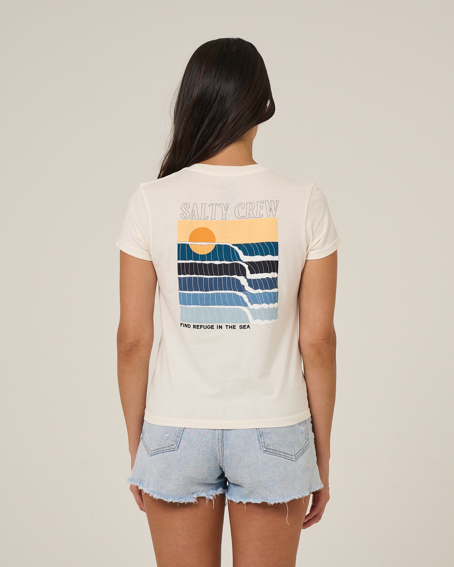 Back view of the Retro Wave Modern Tee - Off White. 