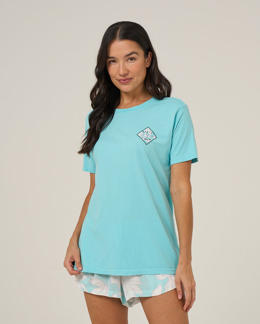 Front view of the Tippet Boyfriend Tee - Aquamarine. 