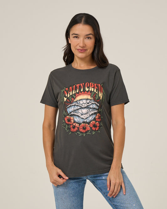 Front view of the SC Tour Boyfriend Tee - Charcoal. 
