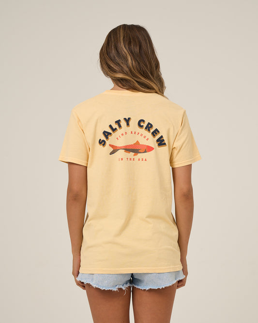 Back view of the Salty Sardine Boyfriend Tee - Custard. 