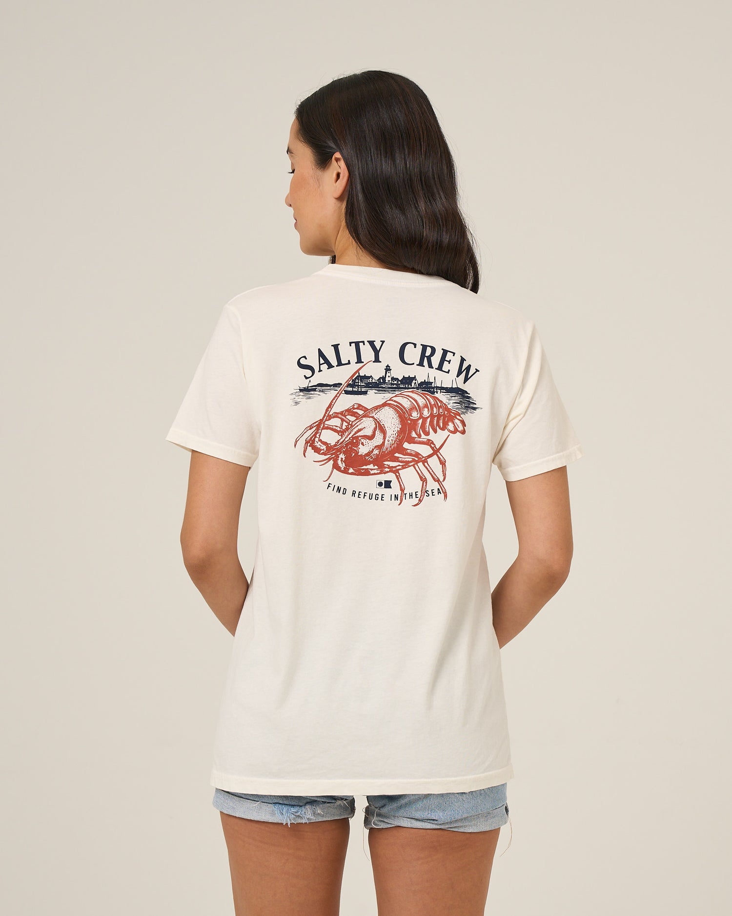 Back view of the American Catch Boyfriend Tee - Off White. 