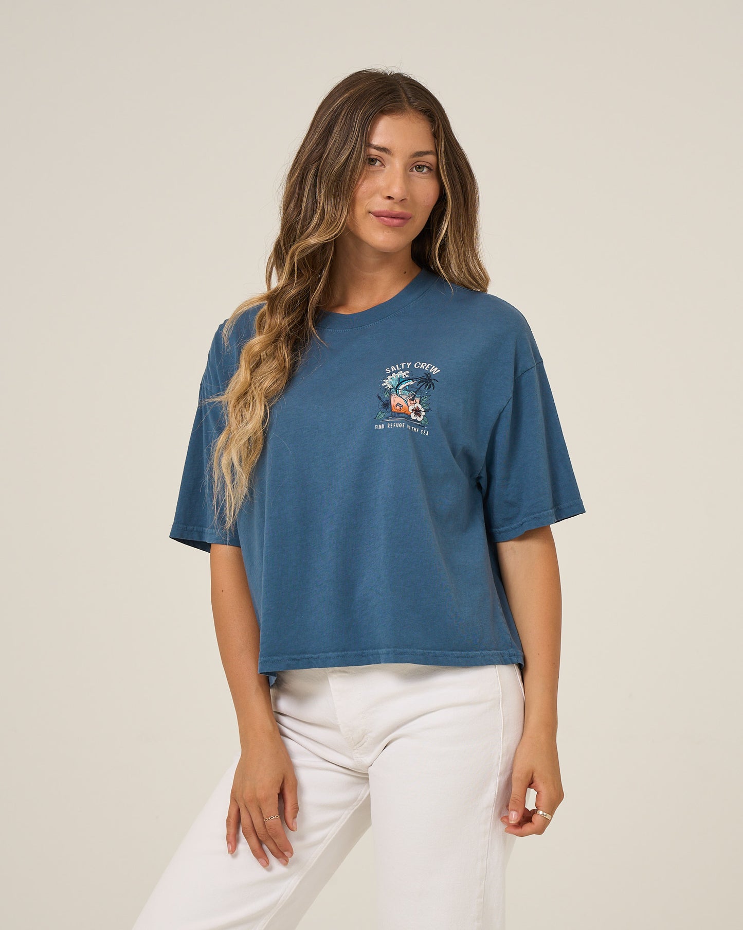 Front view of the Mai Tai Tails Skimmer - Midnight Navy. 