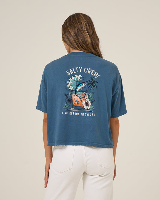 Back view of the Mai Tai Tails Skimmer - Midnight Navy. 