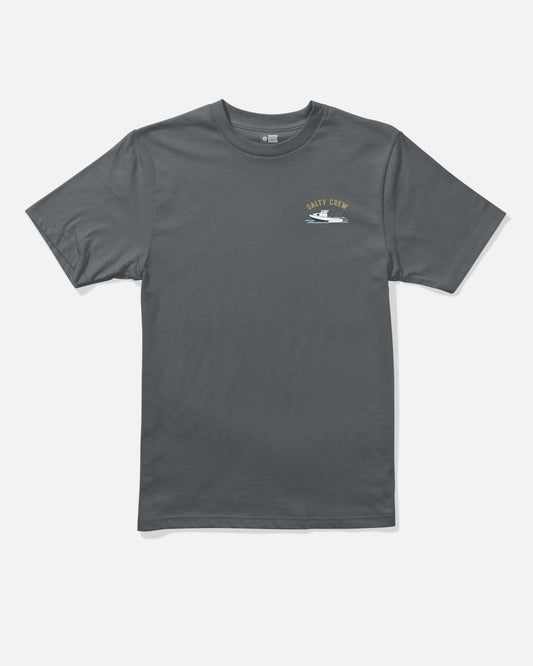 Front view of the Boat Repair Boys Tee - Charcoal. 