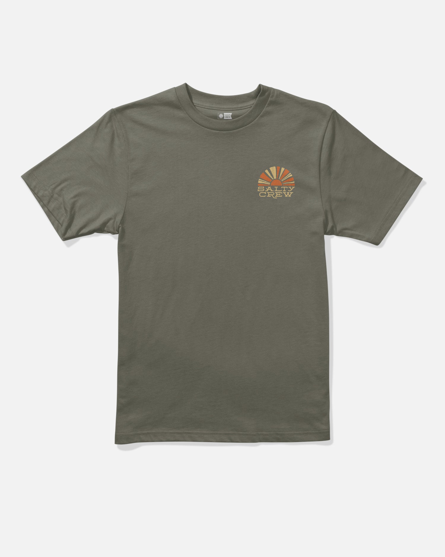 Front view of the Sunshine Boys Tee - Dusty Olive. 