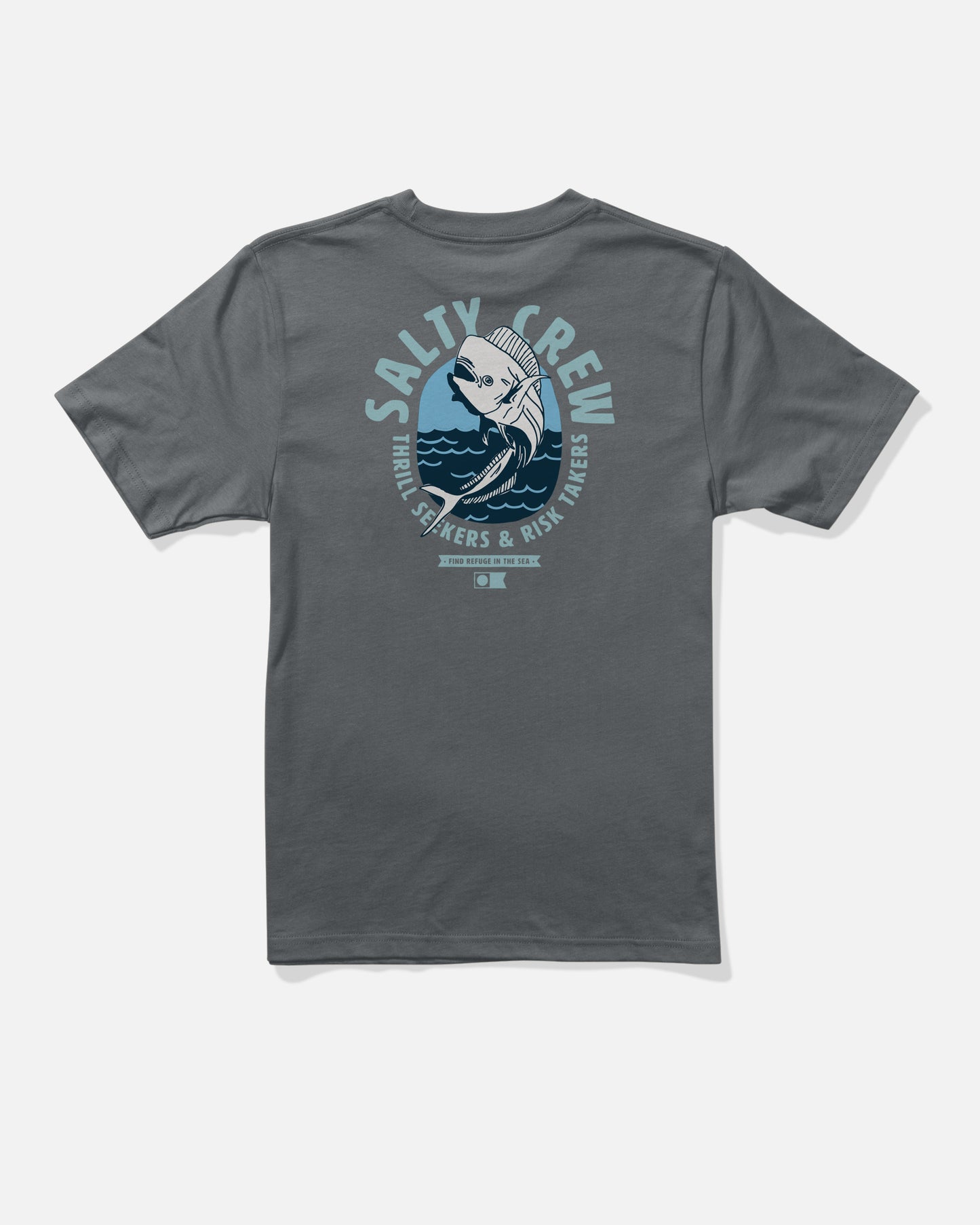 Back view of the Leaping Boys Tee - Charcoal. 