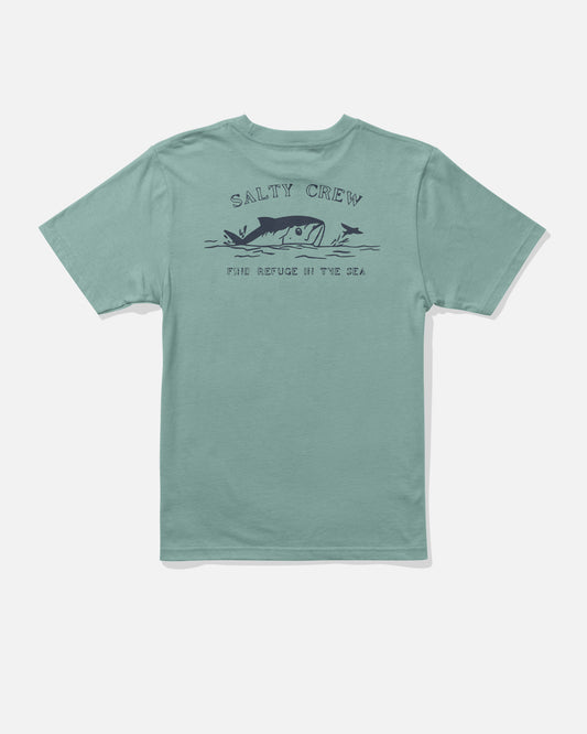 Back view of the Peeked Boys Tee - Mackerel. 