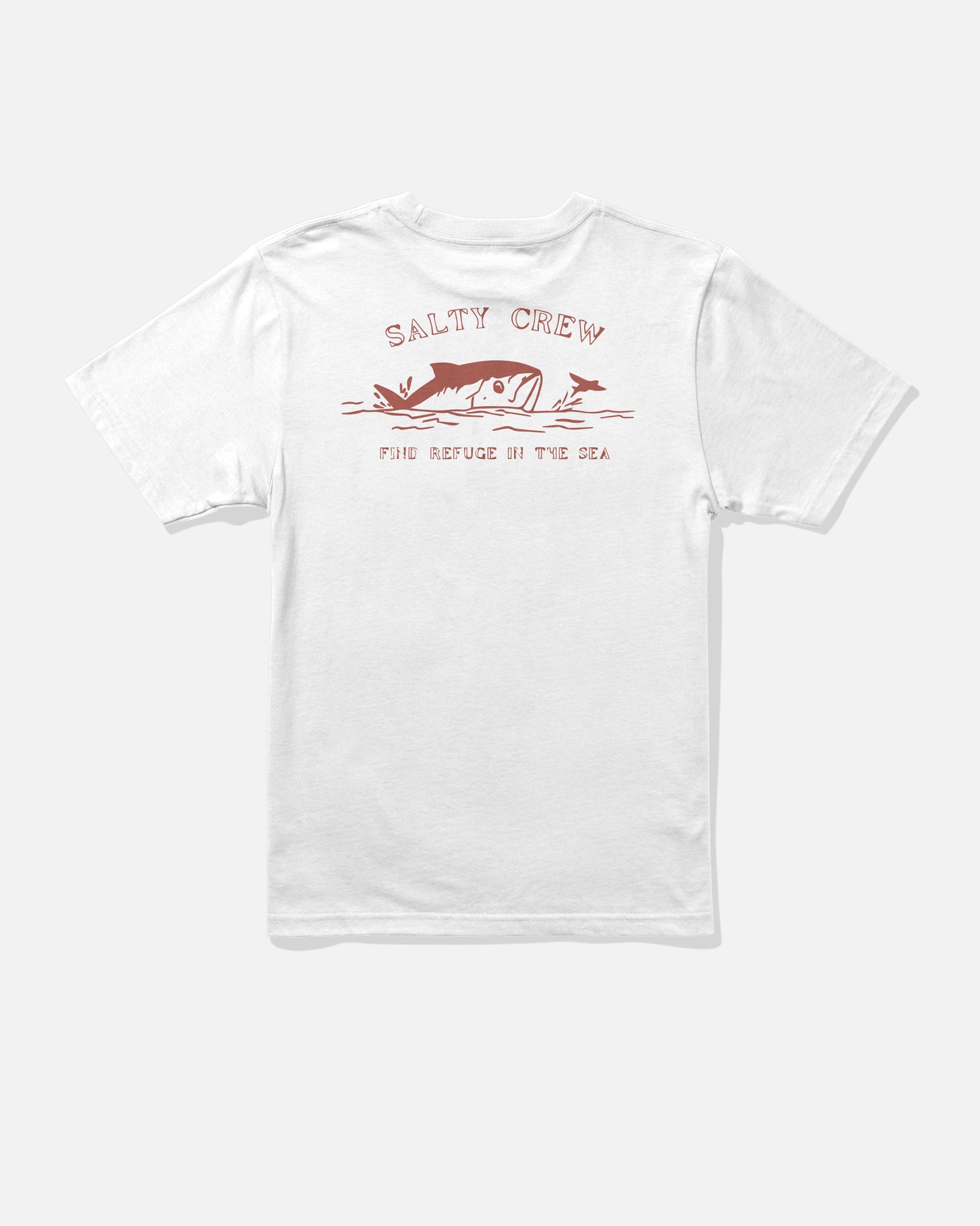 Back view of the Peeked Boys Tee - White. 