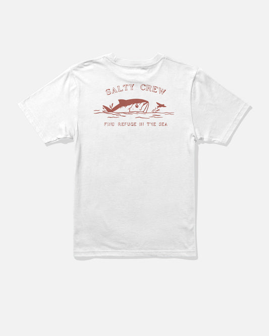 Back view of the Peeked Boys Tee - White. 