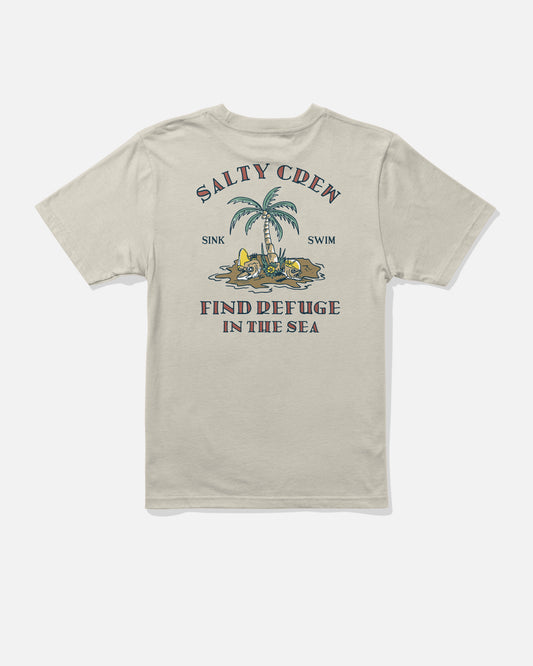 Back view of the Deserted Boys Tee - Bone. 