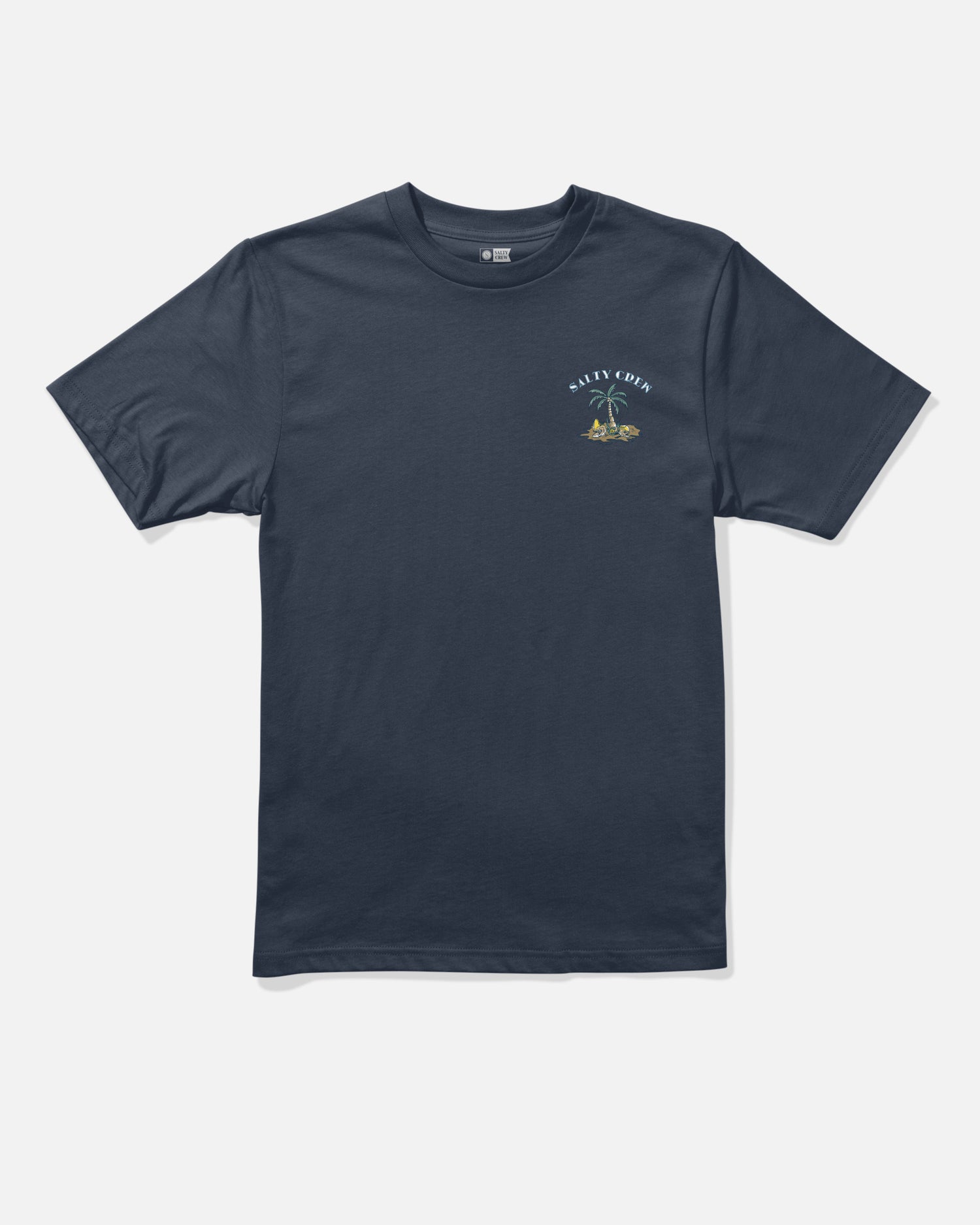 Front view of the Deserted Boys Tee - Navy. 