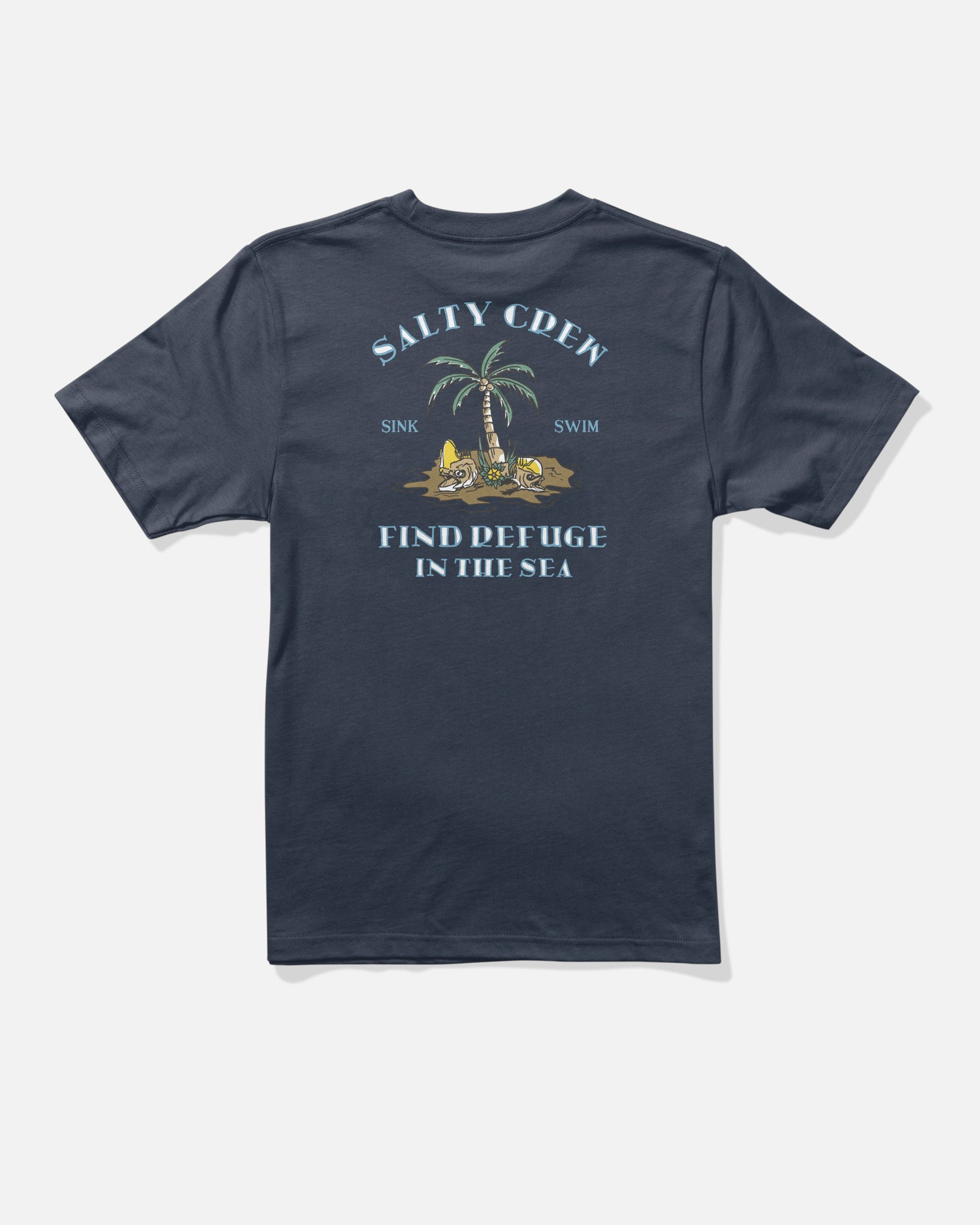 Back view of the Deserted Boys Tee - Navy. 