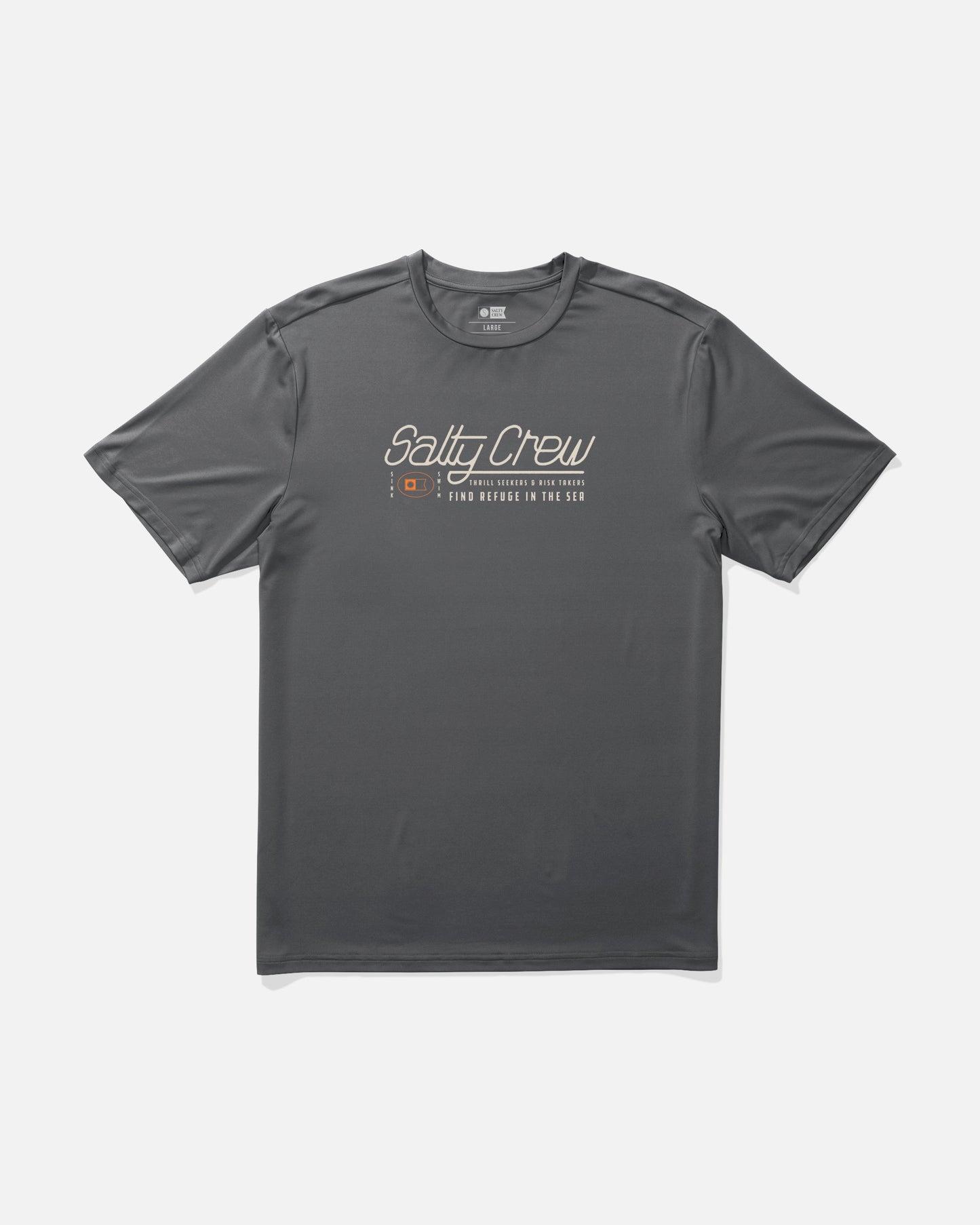 Front view of the Fluid Sunshirt - Charcoal. 