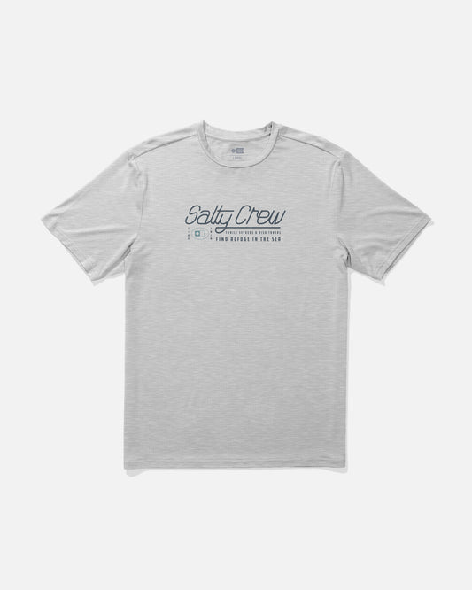 Front view of the Fluid Sunshirt - Grey Heather. 