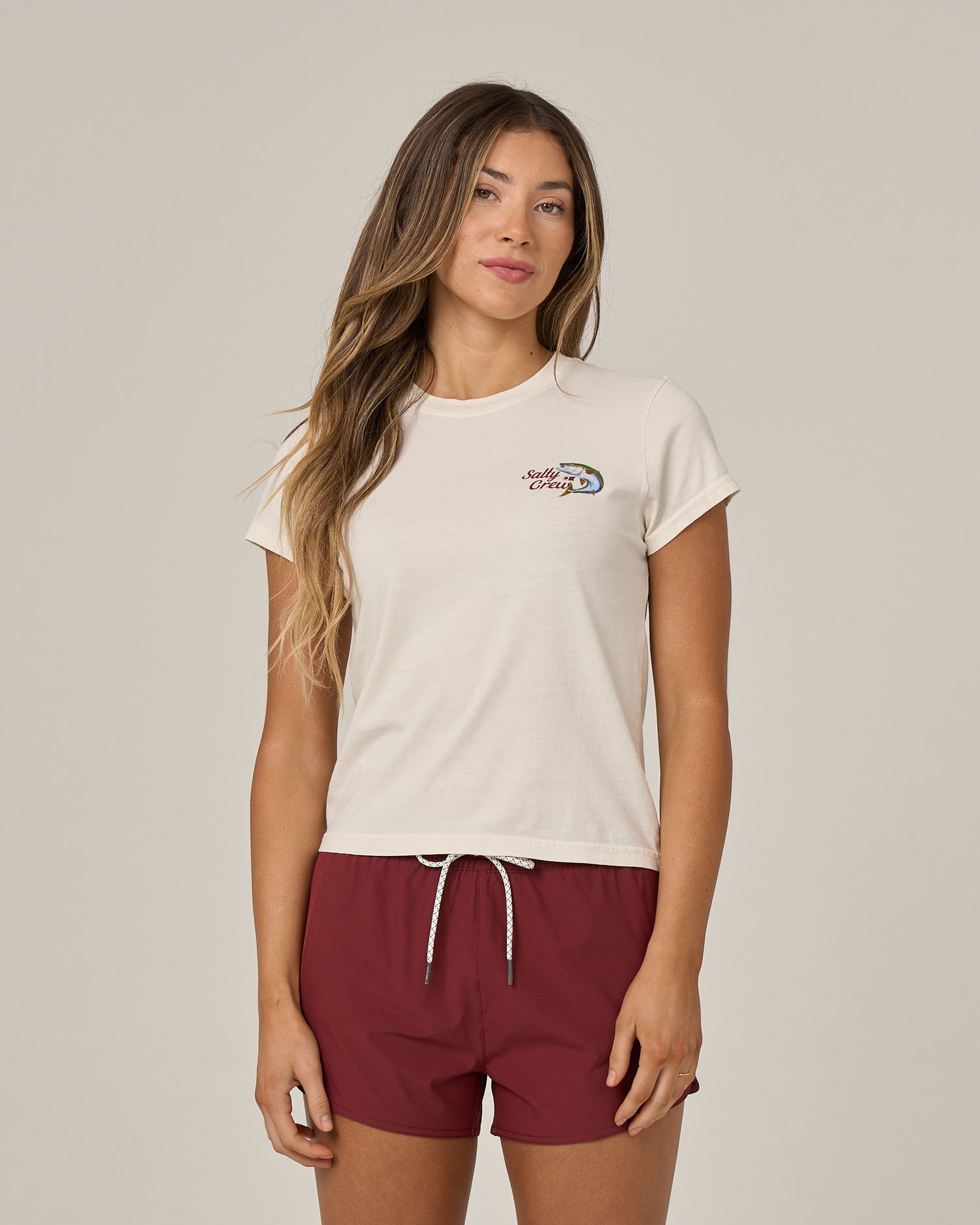 Front view of the Yellow Tailed Modern Tee - Off White.