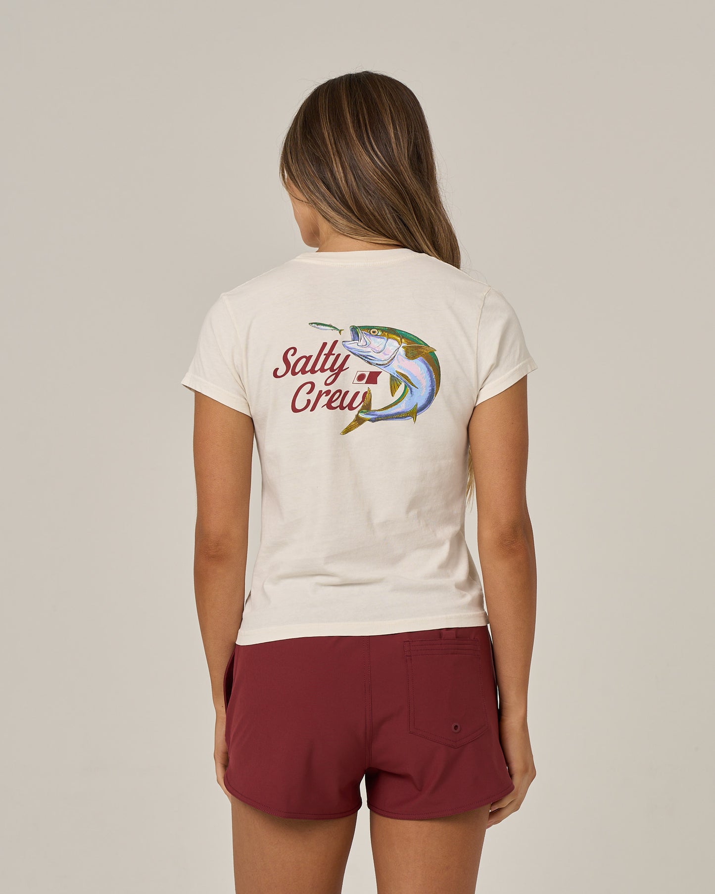 Back view of the Yellow Tailed Modern Tee - Off White. 