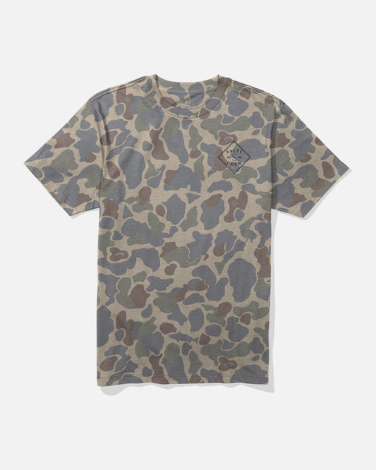 Front view of the Tippet Ranger Tee - Sand Camo. 