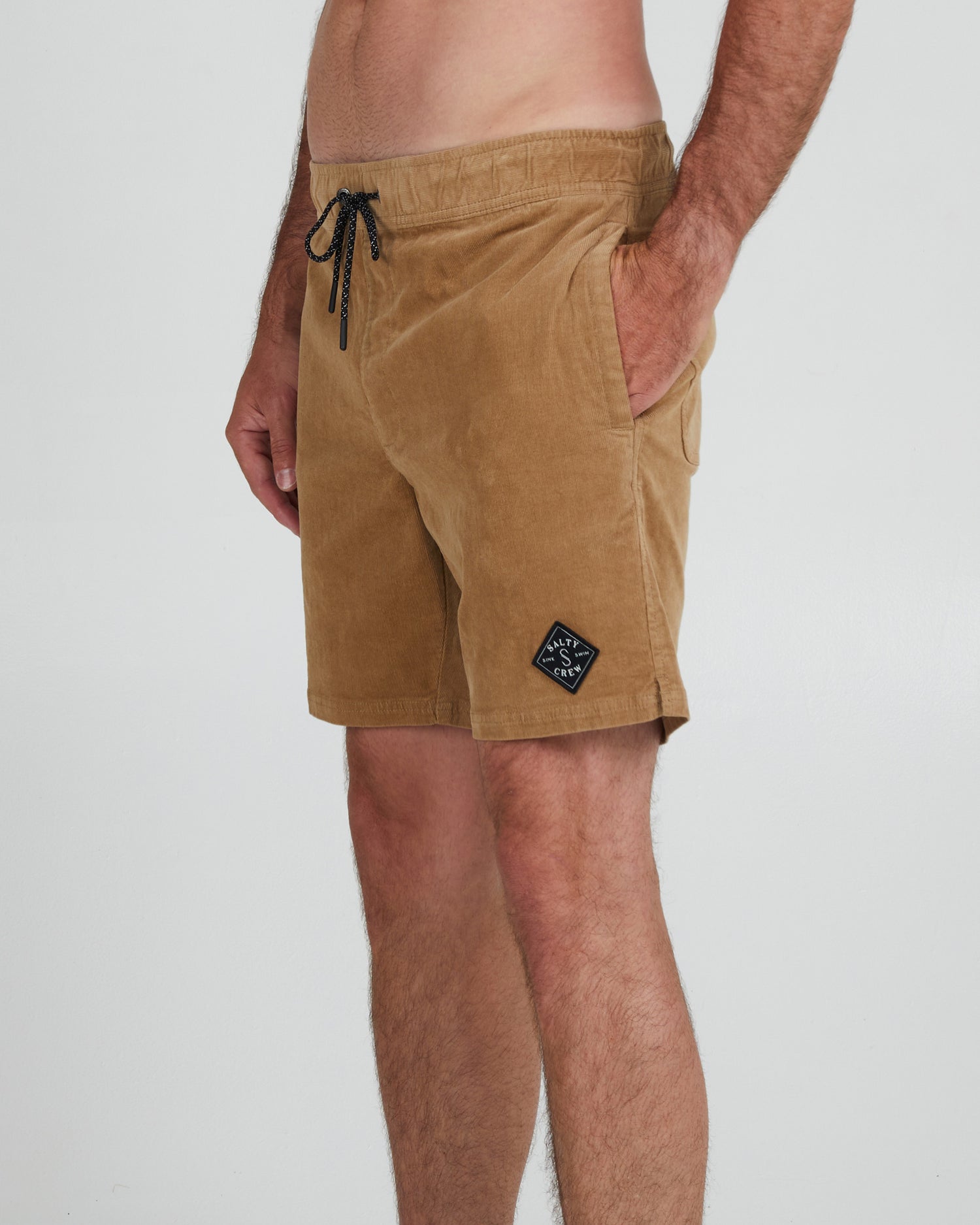 On body front angle of the Sandbar Workwear Corduroy Elastic Short