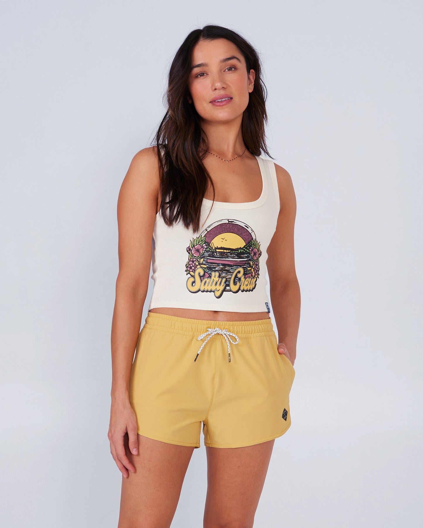 front view of Beacons Baked Yellow Short